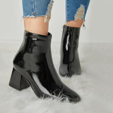 Warm Patent Leather Shiny Pointed Boots Oshnow